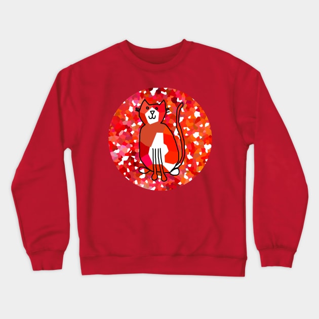 Minimal Line Drawing of Cat on Red Crewneck Sweatshirt by ellenhenryart